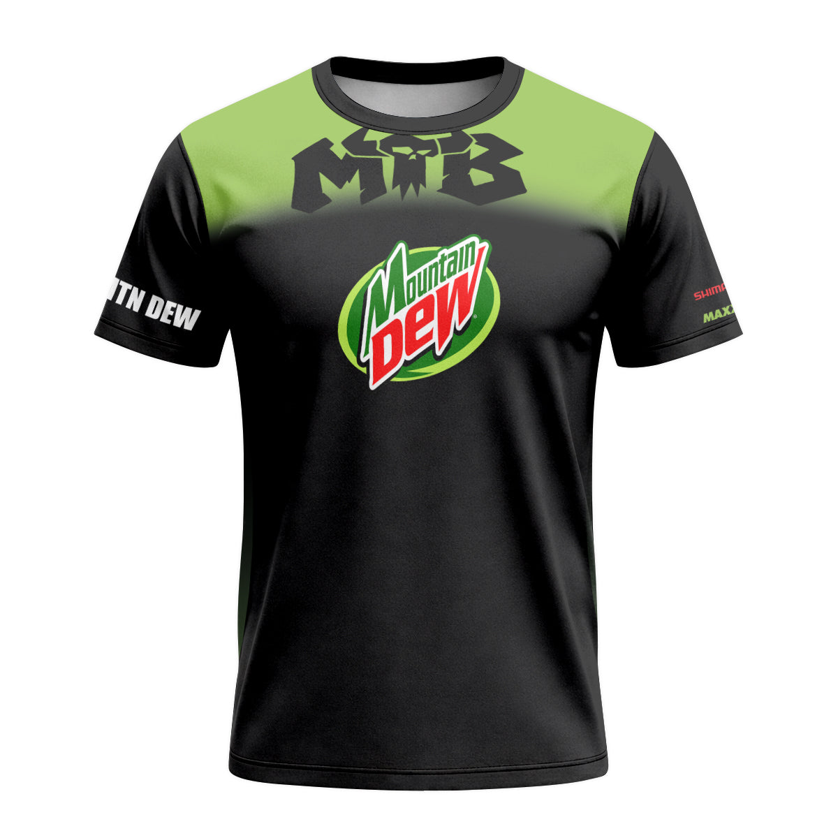 Mountain Dew Black Green Gradient Short Sleeve Mountain Bike Jersey – Front View Mockup