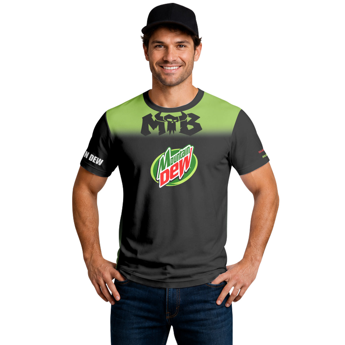 Mountain Dew Black Green Gradient Short Sleeve Mountain Bike Jersey – Lifestyle View