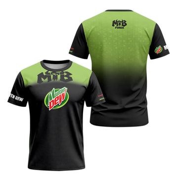 Mountain Dew Black Green Gradient Short Sleeve Mountain Bike Jersey – Front and Back View