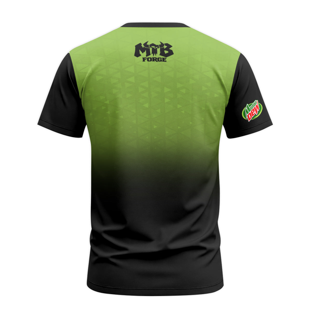 Mountain Dew Black Green Gradient Youth Short Sleeve Mountain Bike Jersey – Back View Mockup