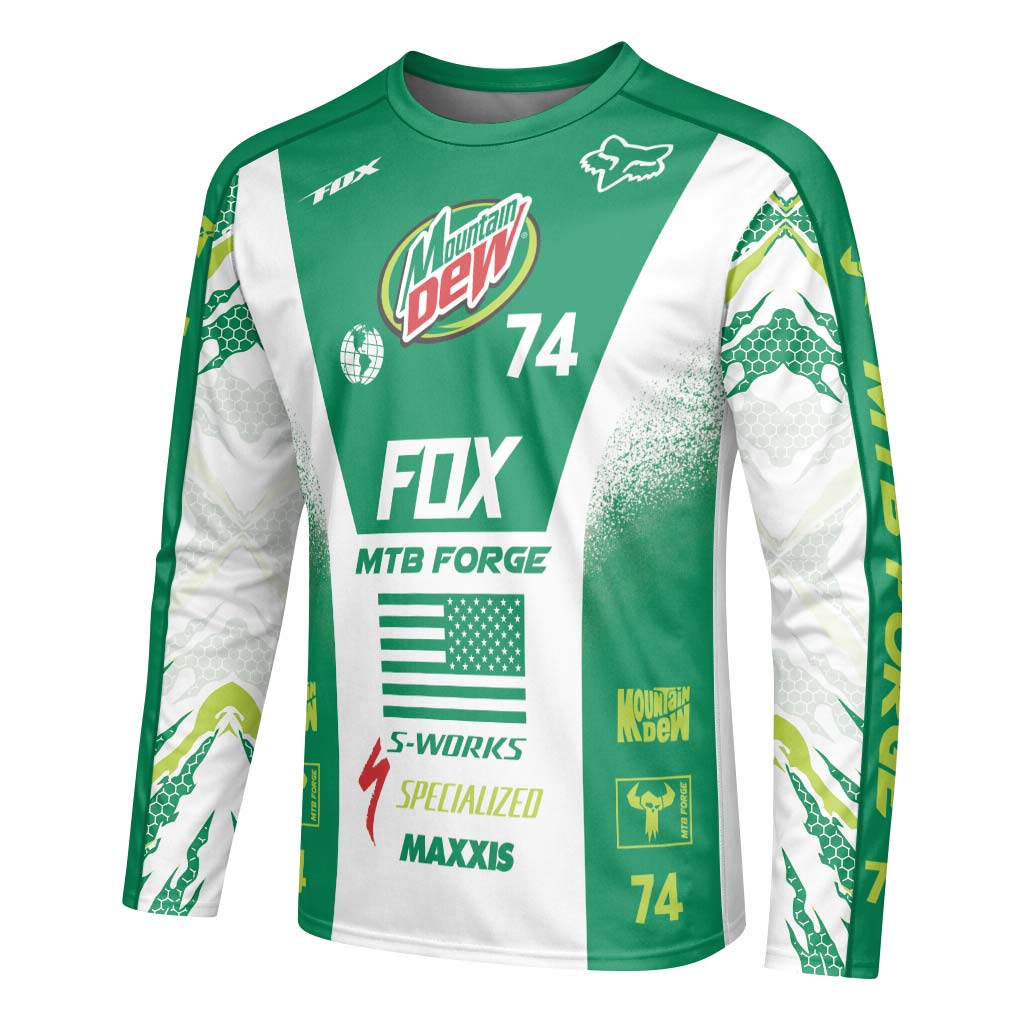 Mountain Dew Fox 74 Downhill MTB Jersey | Mountain Dew MTB Jersey - left side mockup