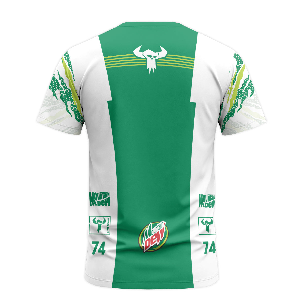 Mountain Dew Fox 74 Racing MTB T-Shirt | Mountain Dew MTB T-Shirt - back view mockup