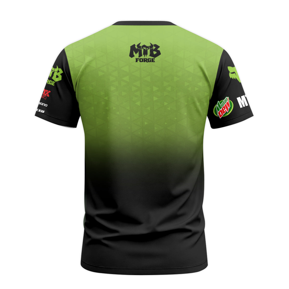 Mountain Dew Fox Black Green Short Sleeve Mountain Bike Jersey - back view mockup