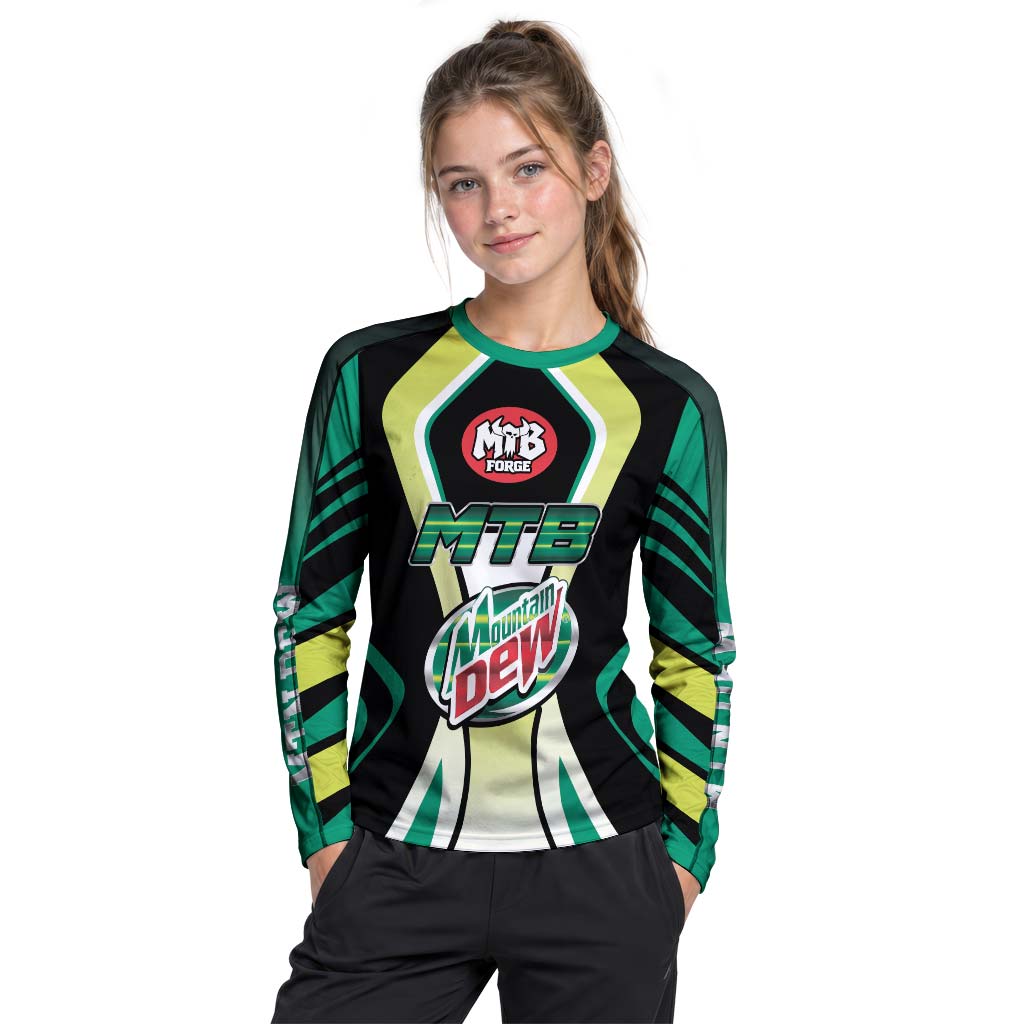 Mountain Dew MTB Retro Youth Long Sleeve Mountain Bike Jersey – Girl Lifestyle View