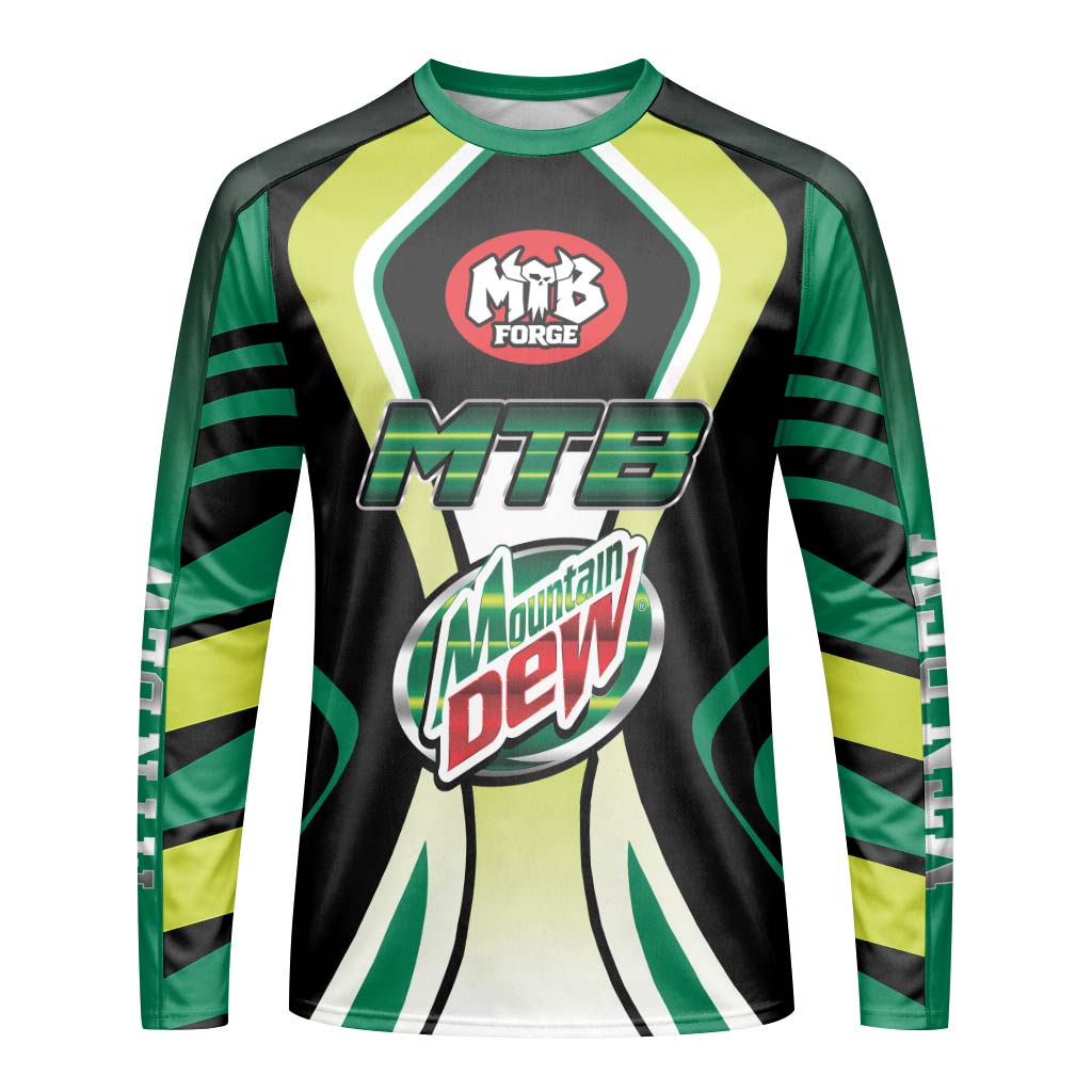 Mountain Dew MTB Retro Youth Long Sleeve Mountain Bike Jersey – Front View Mockup