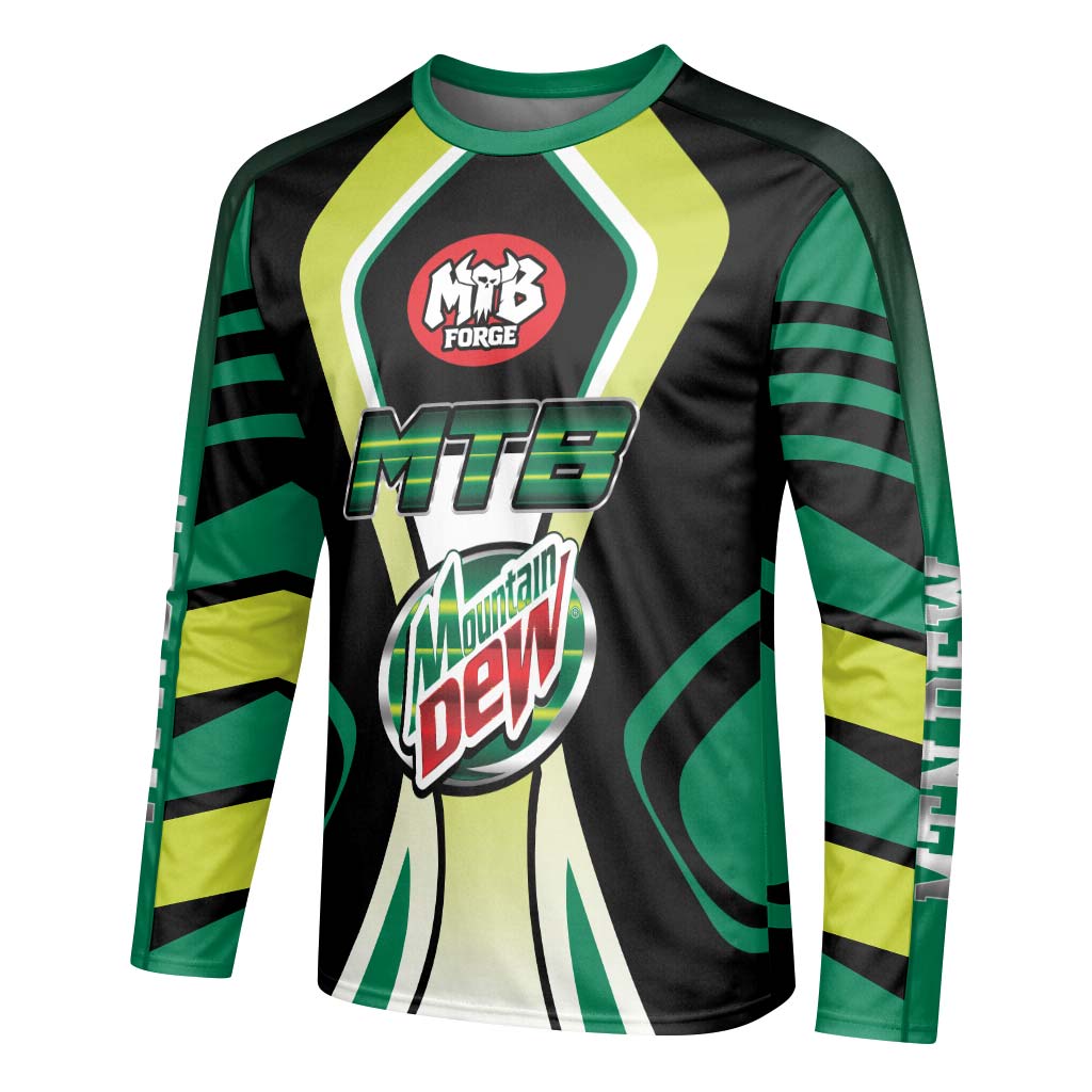 Mountain Dew MTB Retro Youth Long Sleeve Mountain Bike Jersey – Left Side View Mockup