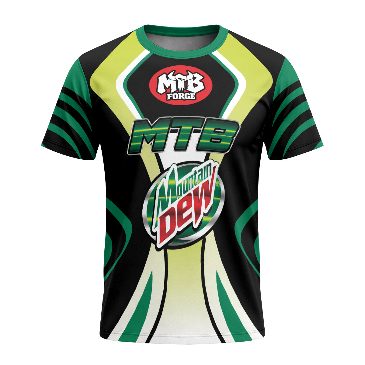 Mountain Dew MTB Retro Youth Short Sleeve Mountain Bike Jersey – Front View Mockup