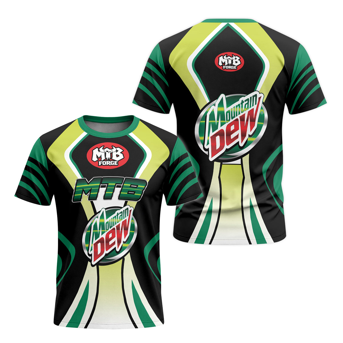 Mountain Dew MTB Retro Youth Short Sleeve Mountain Bike Jersey – Front and Back View