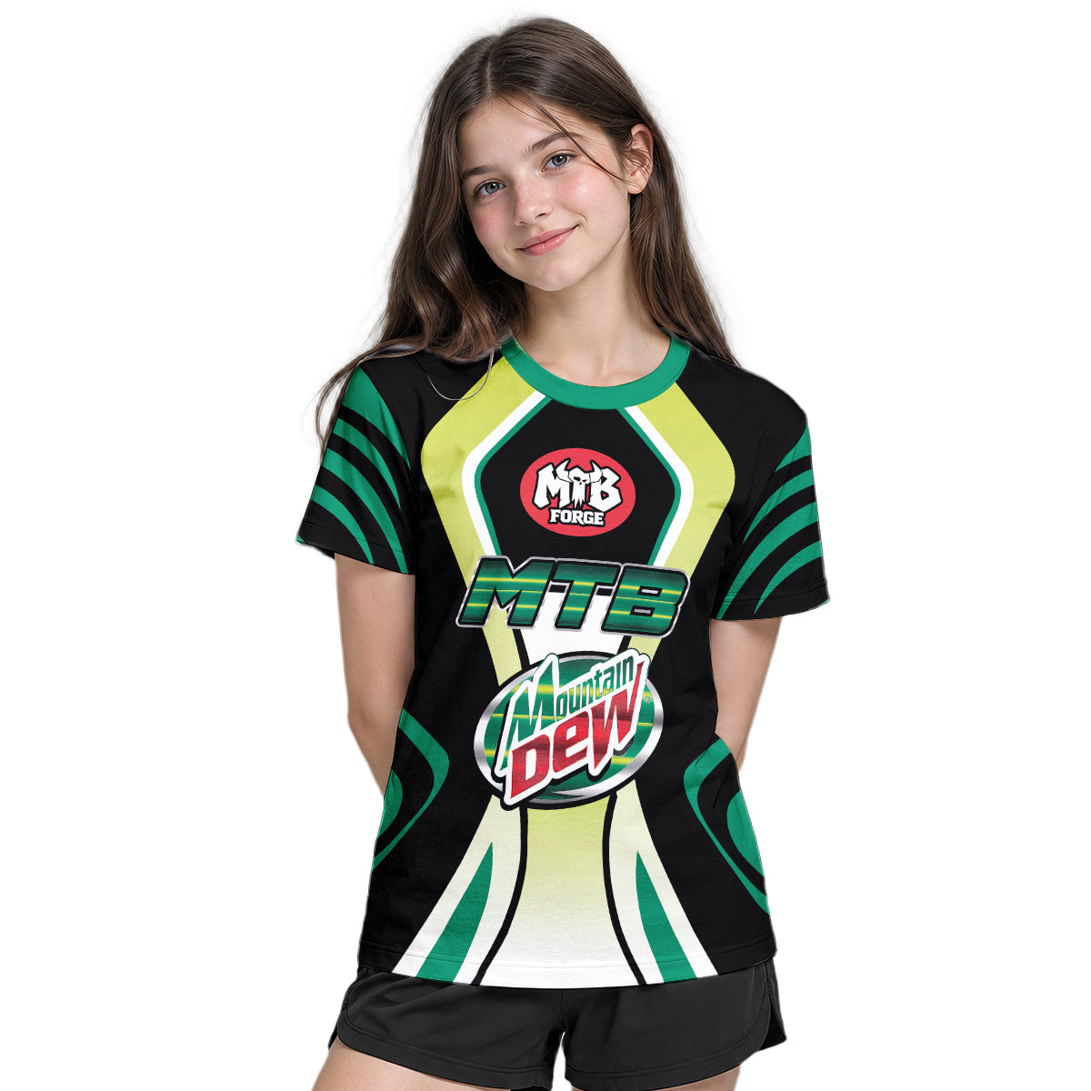 Mountain Dew MTB Retro Youth Short Sleeve Mountain Bike Jersey – Girl Lifestyle View