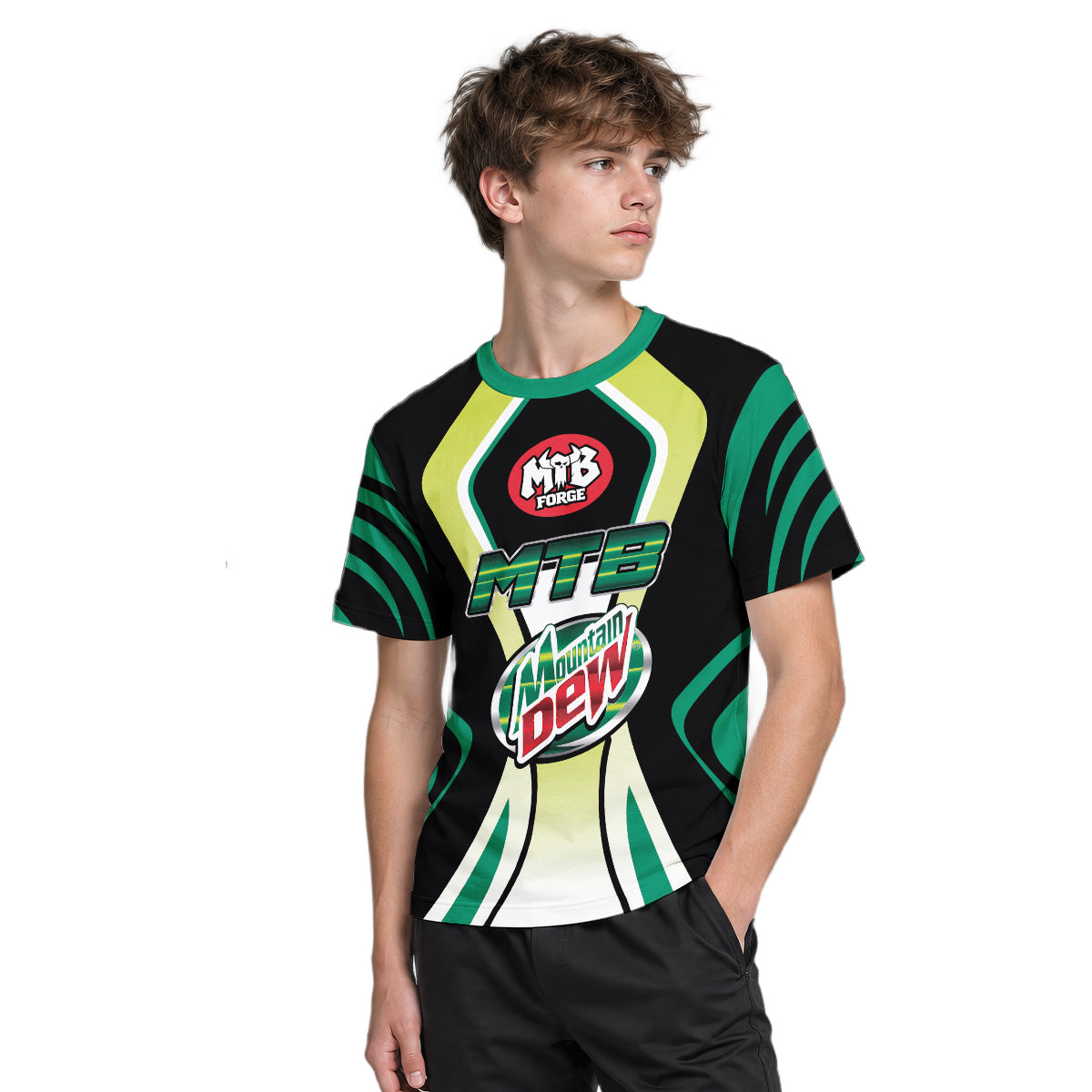 Mountain Dew MTB Retro Youth Short Sleeve Mountain Bike Jersey – Boy Lifestyle View