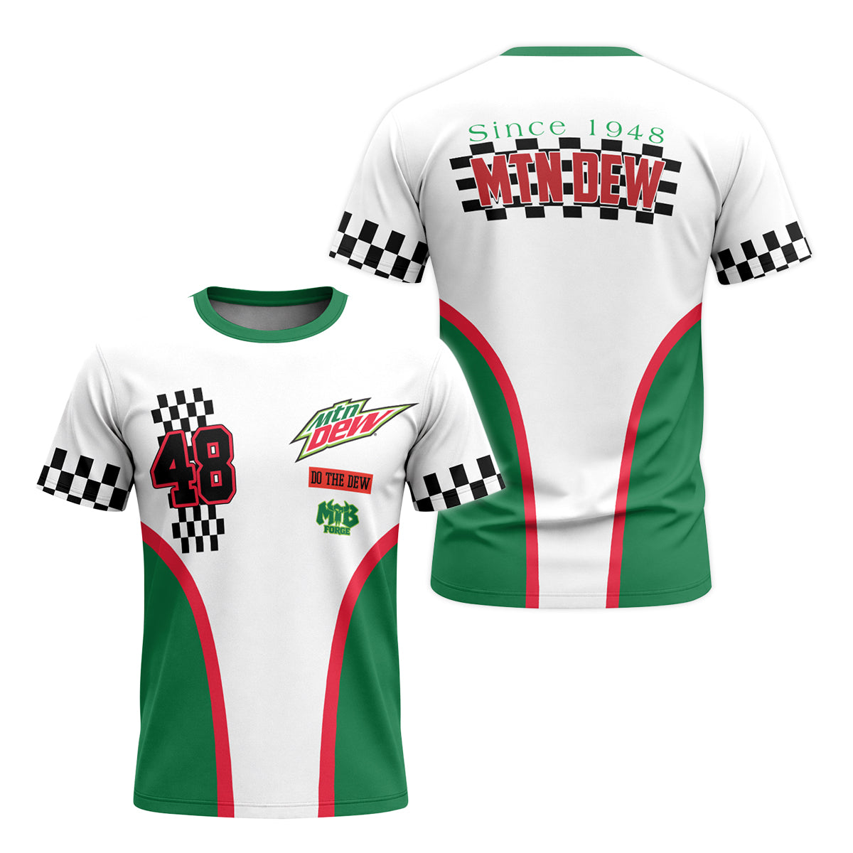 Mountain Dew Racing 48 Youth Short Sleeve Motocross Jersey – Front and Back View