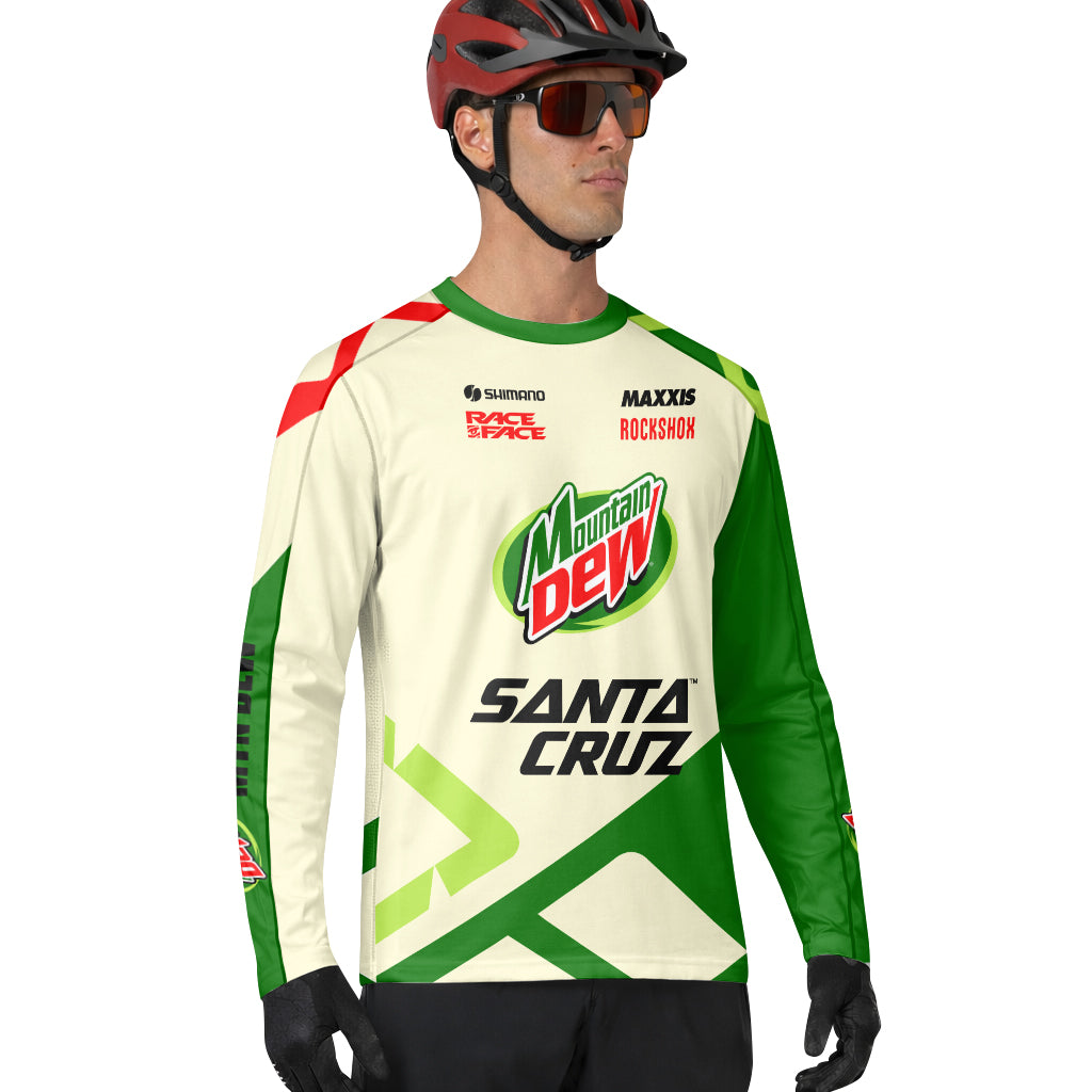 Mountain Dew Santa Cruz Green Cream Factory Long Sleeve Mountain Bike Jersey - lifestyle view