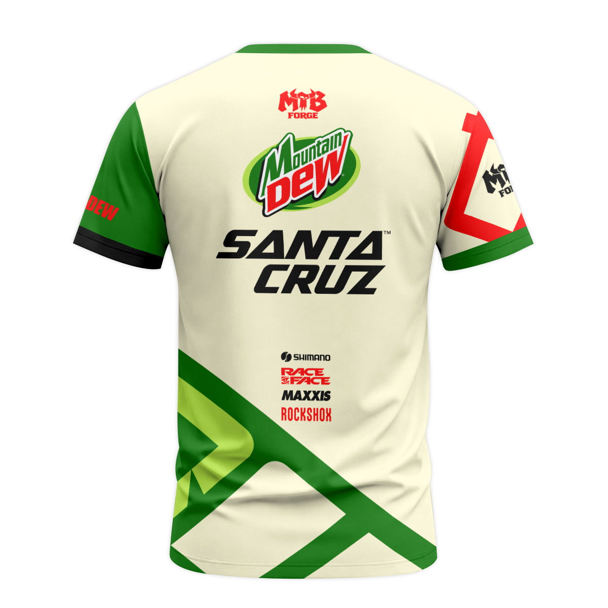Mountain Dew Santa Cruz Green Cream Factory Short Sleeve Mountain Bike Jersey - back view mockup