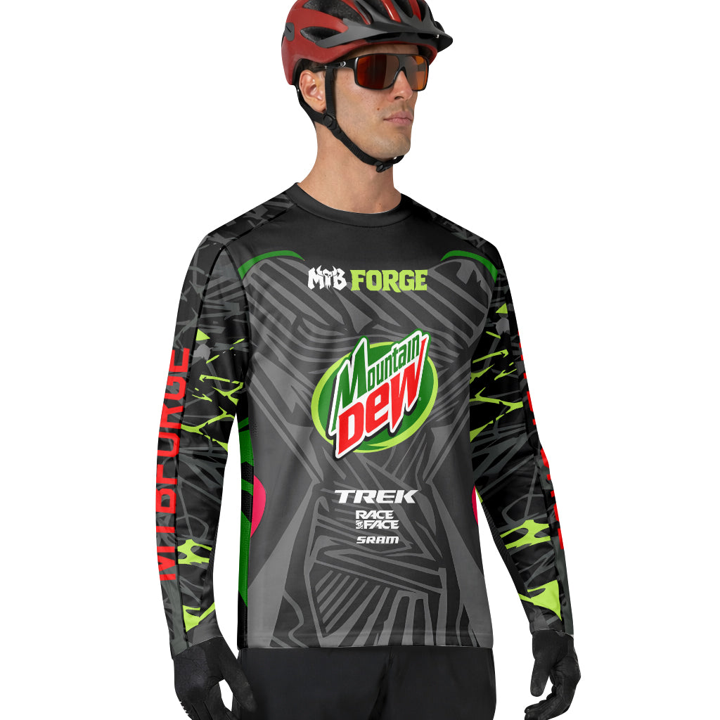Mountain Dew Trek Black Green Factory Race Long Sleeve Mountain Bike Jersey - lifestyle view
