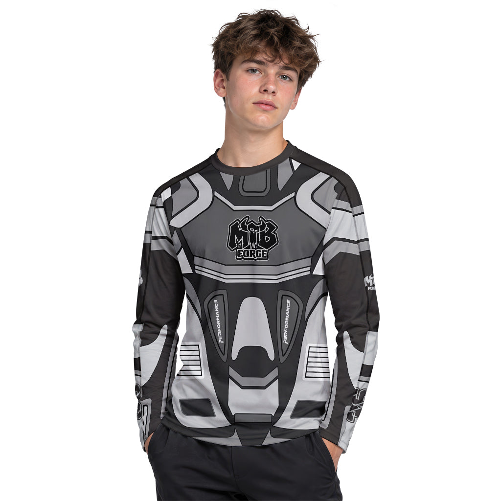 MTB Forge 36 Gray Black Performance Youth Long Sleeve Mountain Bike Jersey – Boy Lifestyle View