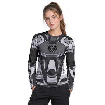 MTB Forge 36 Gray Black Performance Youth Long Sleeve Mountain Bike Jersey – Girl Lifestyle View
