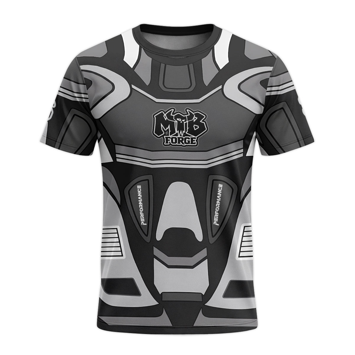 MTB Forge 36 Gray Black Performance Youth Short Sleeve Mountain Bike Jersey – Front View Mockup