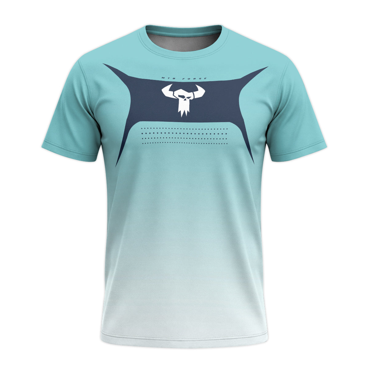 MTB Forge Aqua Blue Gradient Youth Short Sleeve Mountain Bike Jersey – Front View Mockup
