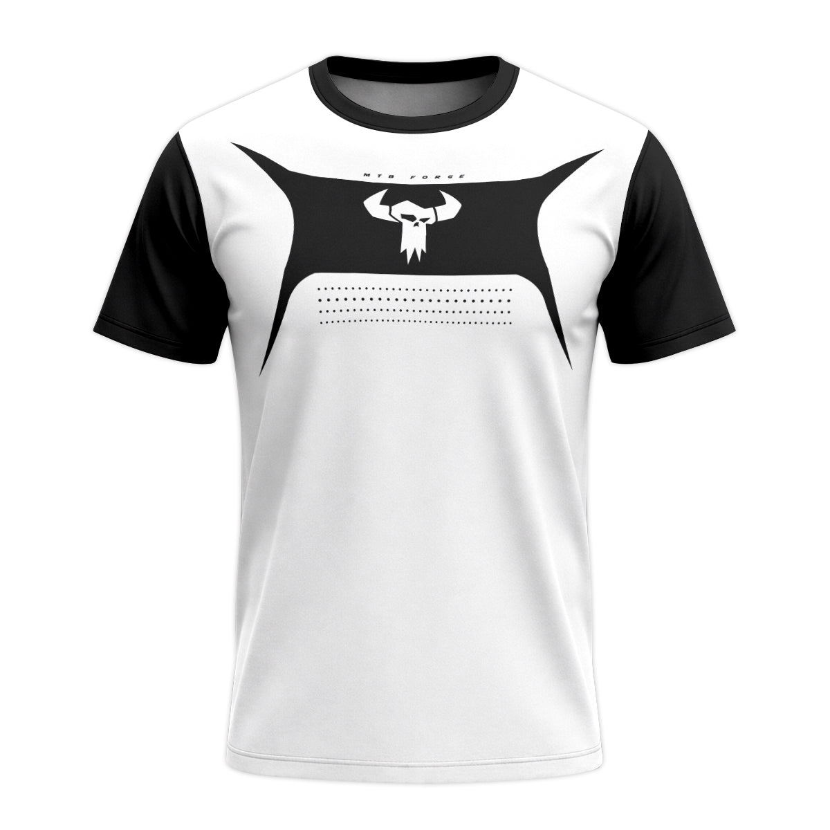 MTB Forge Black White Short Sleeve Mountain Bike Jersey – Front View Mockup