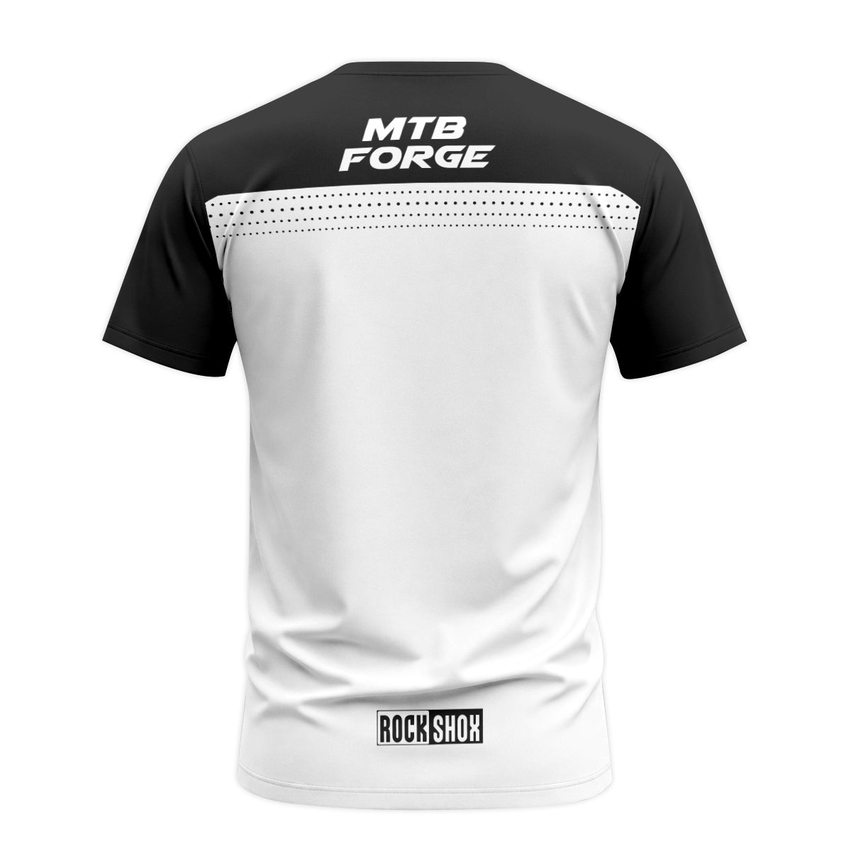 MTB Forge Black White Short Sleeve Mountain Bike Jersey – Back View Mockup