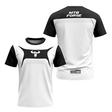 MTB Forge Black White Short Sleeve Mountain Bike Jersey – Front and Back View