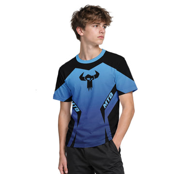MTB Forge Blue Black Racing Youth Short Sleeve Mountain Bike Jersey – Boy Lifestyle View