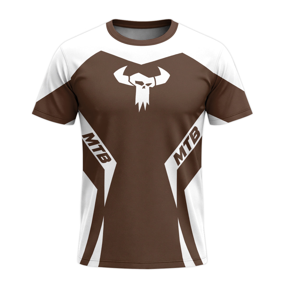 MTB Forge Brown White Racing Short Sleeve Mountain Bike Jersey – Front View Mockup