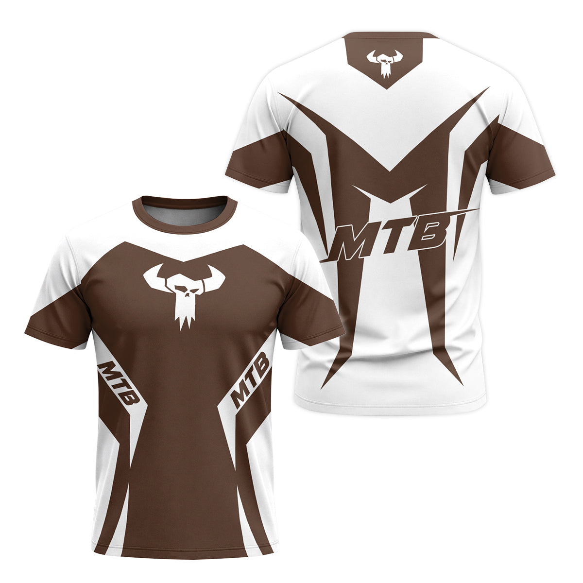 MTB Forge Brown White Racing Youth Short Sleeve Mountain Bike Jersey – Front and Back View
