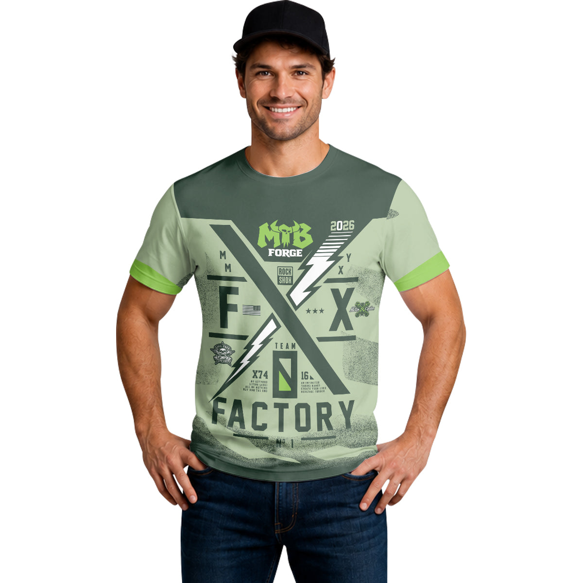 MTB Forge Factory Green Short Sleeve Mountain Bike Jersey – Lifestyle View
