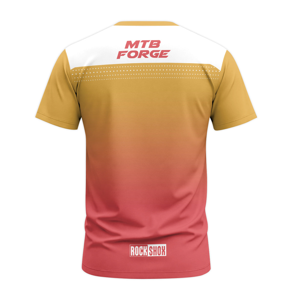MTB Forge Gold Red Gradient Short Sleeve Mountain Bike Jersey – Back View Mockup