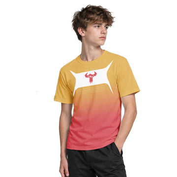 MTB Forge Gold Red Gradient Youth Short Sleeve Mountain Bike Jersey – Boy Lifestyle View