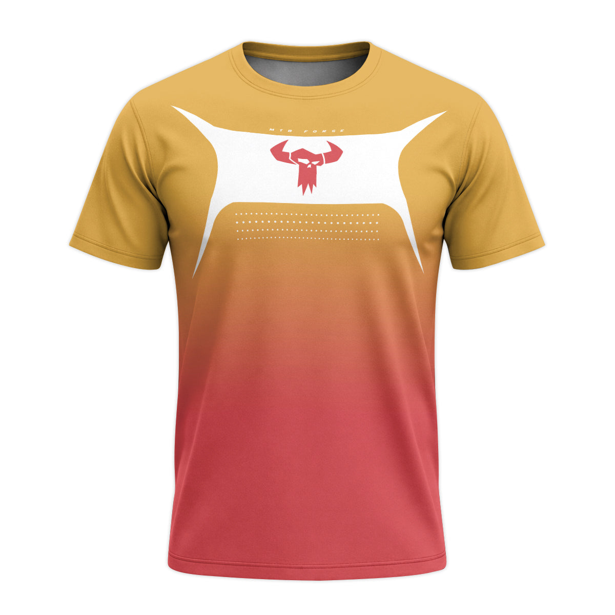 MTB Forge Gold Red Gradient Youth Short Sleeve Mountain Bike Jersey – Front View Mockup