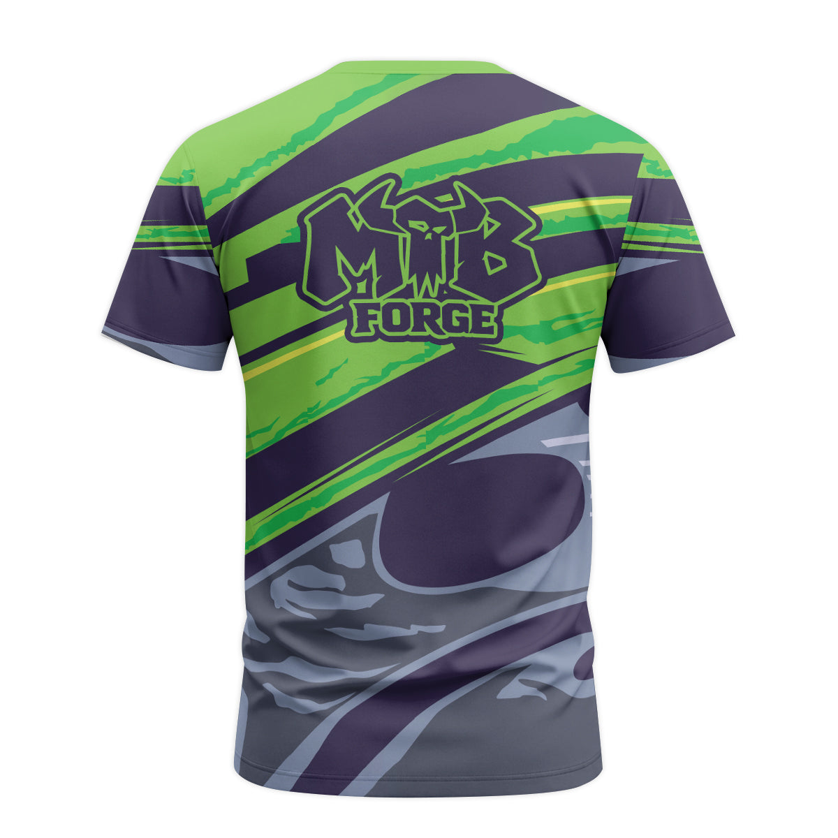 MTB Forge Green Purple Graphic Short Sleeve Mountain Bike Jersey – Back View Mockup