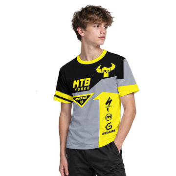 MTB Forge Maxxis Yellow Gray Youth Short Sleeve Mountain Bike Jersey – Boy Lifestyle View