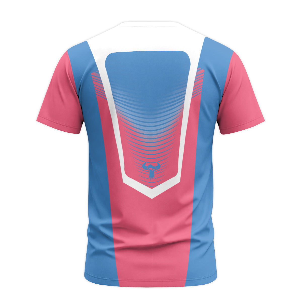 MTB Forge Pink Blue Geometric Short Sleeve Mountain Bike Jersey – Back View Mockup
