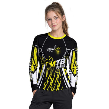 MTB Forge Racing Black Yellow Youth Long Sleeve Motocross Jersey – Girl Lifestyle View