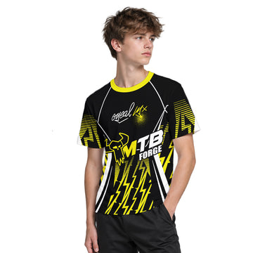 MTB Forge Racing Black Yellow Youth Short Sleeve Motocross Jersey – Boy Lifestyle View