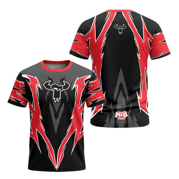 MTB Forge Red Black Aggressive Graphic Short Sleeve Mountain Bike Jersey – Front and Back View
