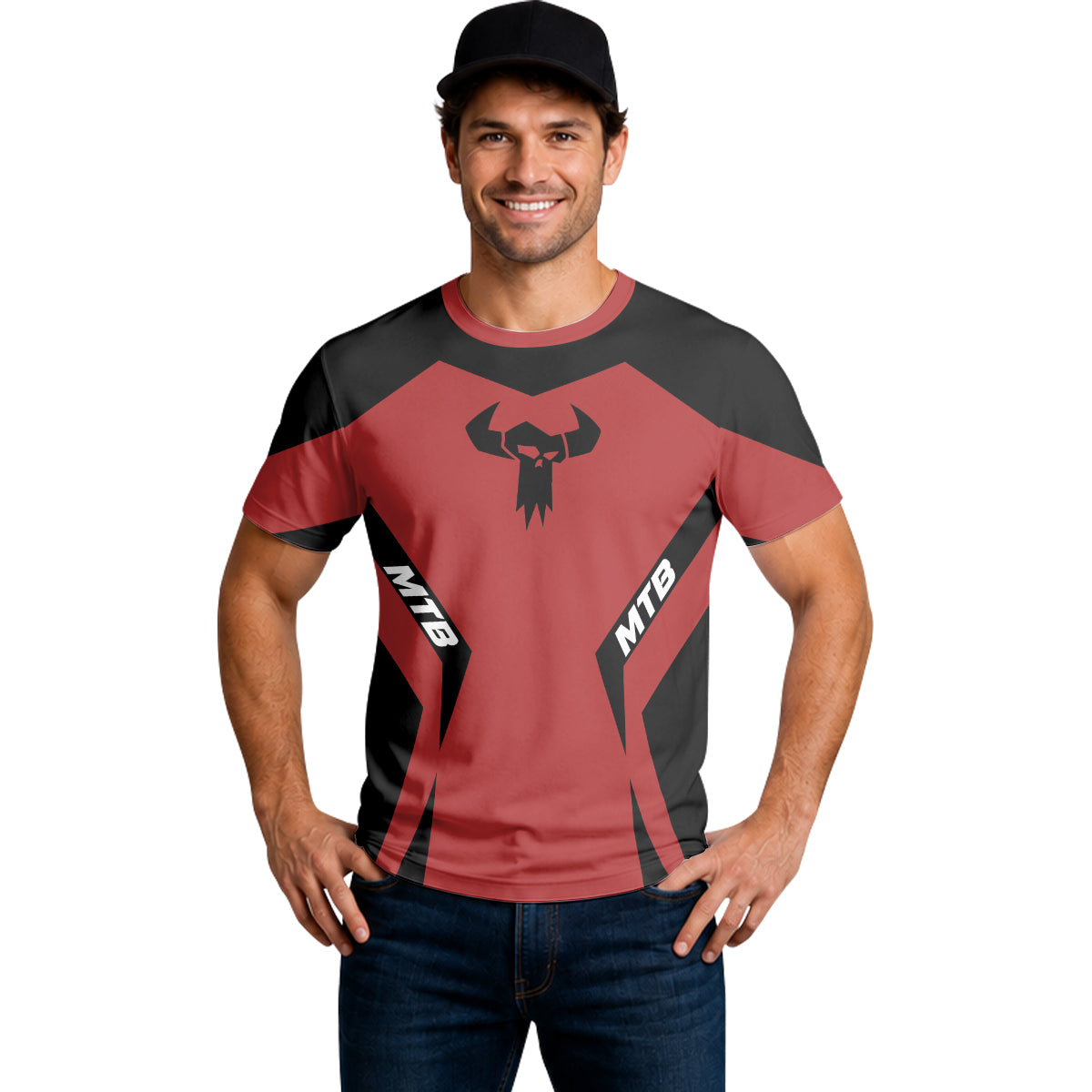 MTB Forge Red Black Racing Short Sleeve Mountain Bike Jersey – Lifestyle View