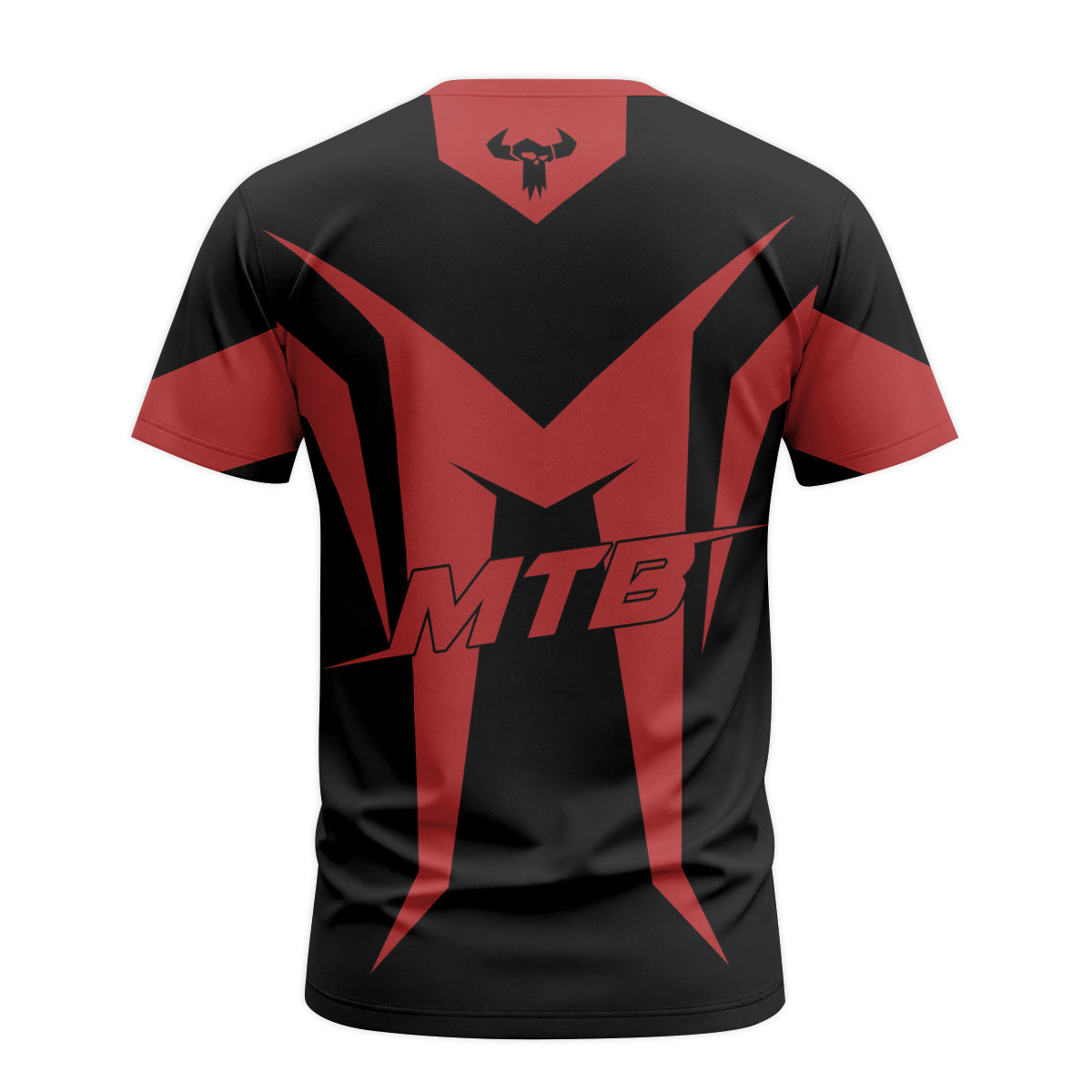 MTB Forge Red Black Racing Short Sleeve Mountain Bike Jersey – Back View Mockup