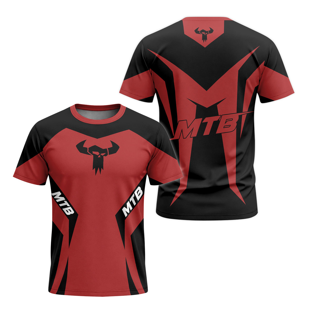 MTB Forge Red Black Racing Short Sleeve Mountain Bike Jersey – Front and Back View