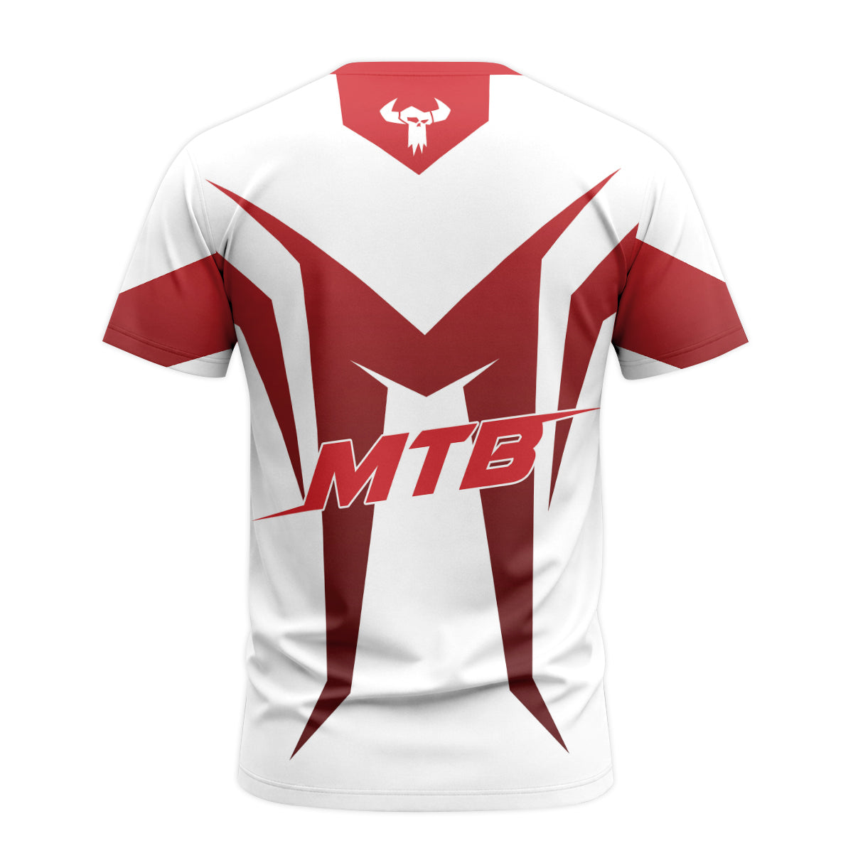 MTB Forge Red White Racing Short Sleeve Mountain Bike Jersey – Back View Mockup