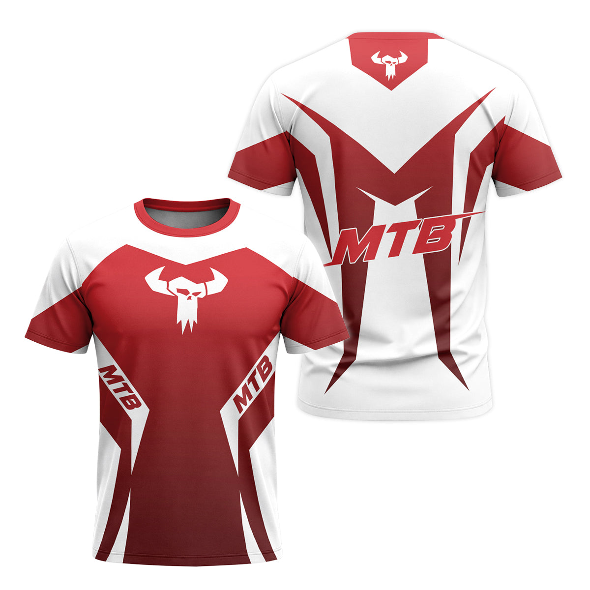 MTB Forge Red White Racing Youth Short Sleeve Mountain Bike Jersey – Front and Back View