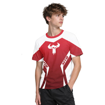 MTB Forge Red White Racing Youth Short Sleeve Mountain Bike Jersey – Boy Lifestyle View