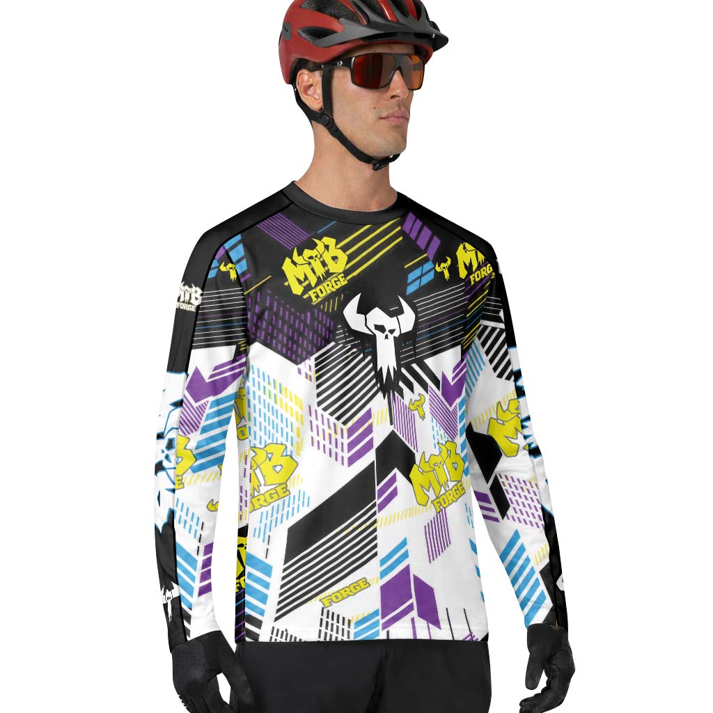MTB Forge Retro Geometric Long Sleeve Mountain Bike Jersey – Lifestyle View