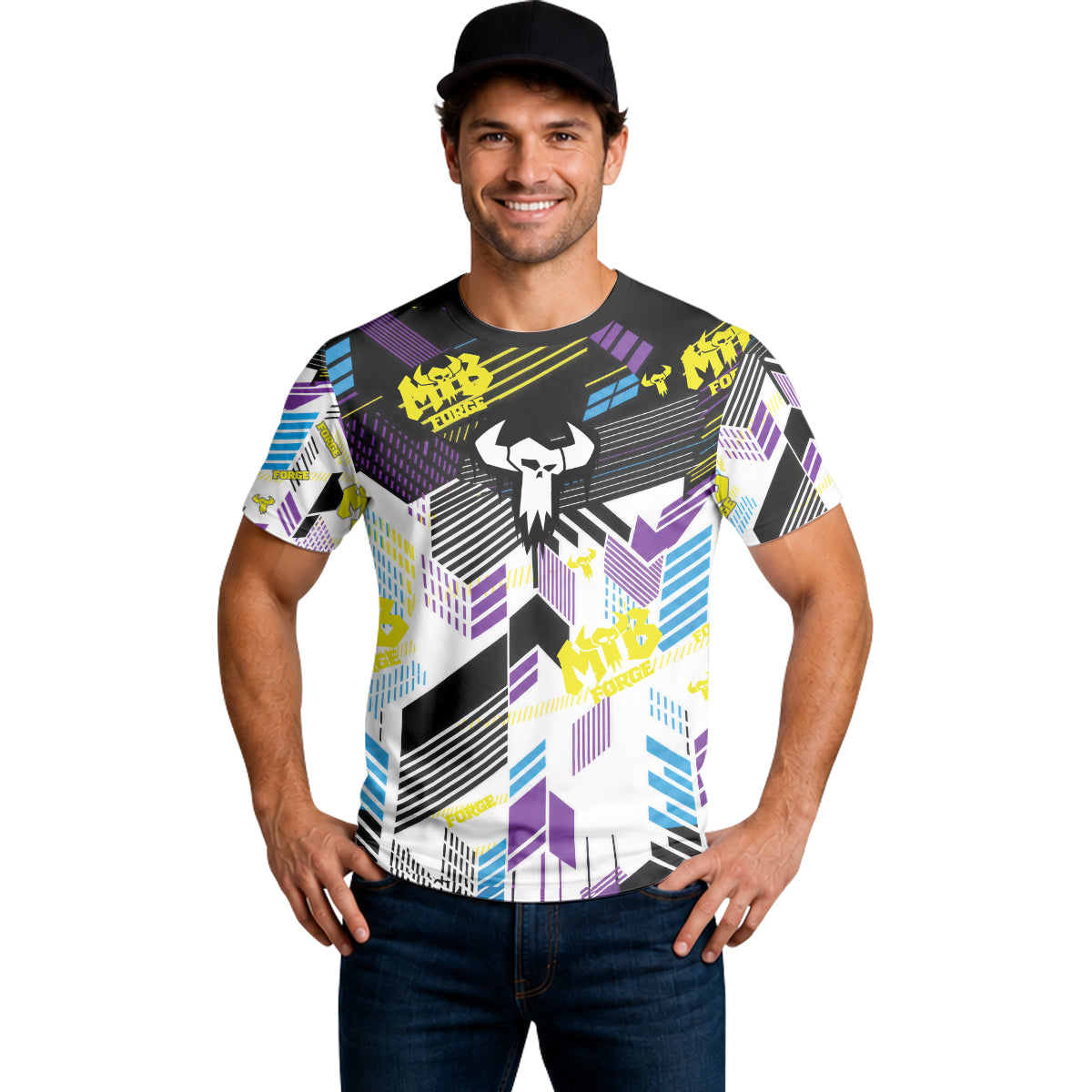 MTB Forge Retro Geometric Short Sleeve Mountain Bike Jersey – Lifestyle View