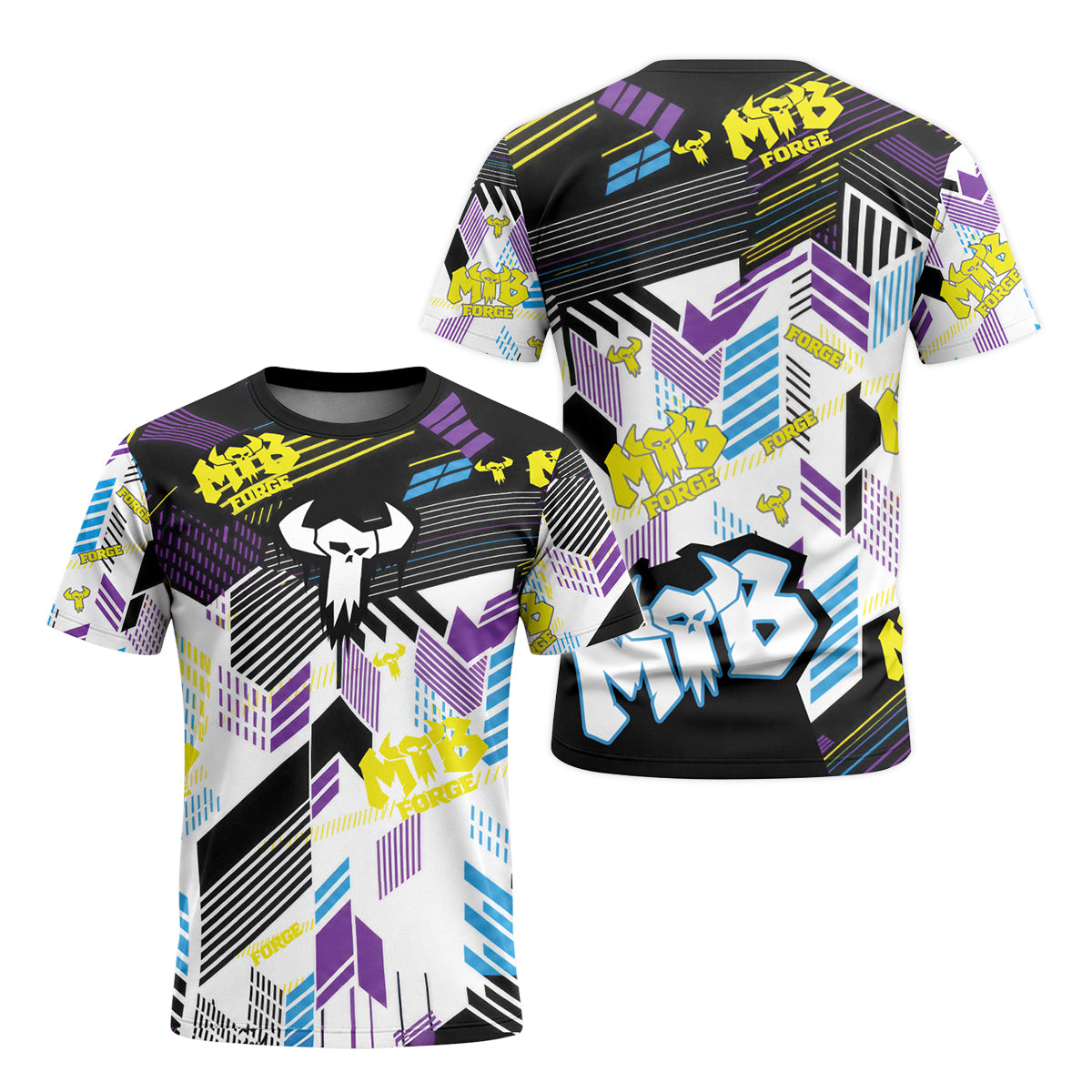 MTB Forge Retro Geometric Short Sleeve Mountain Bike Jersey – Front and Back View