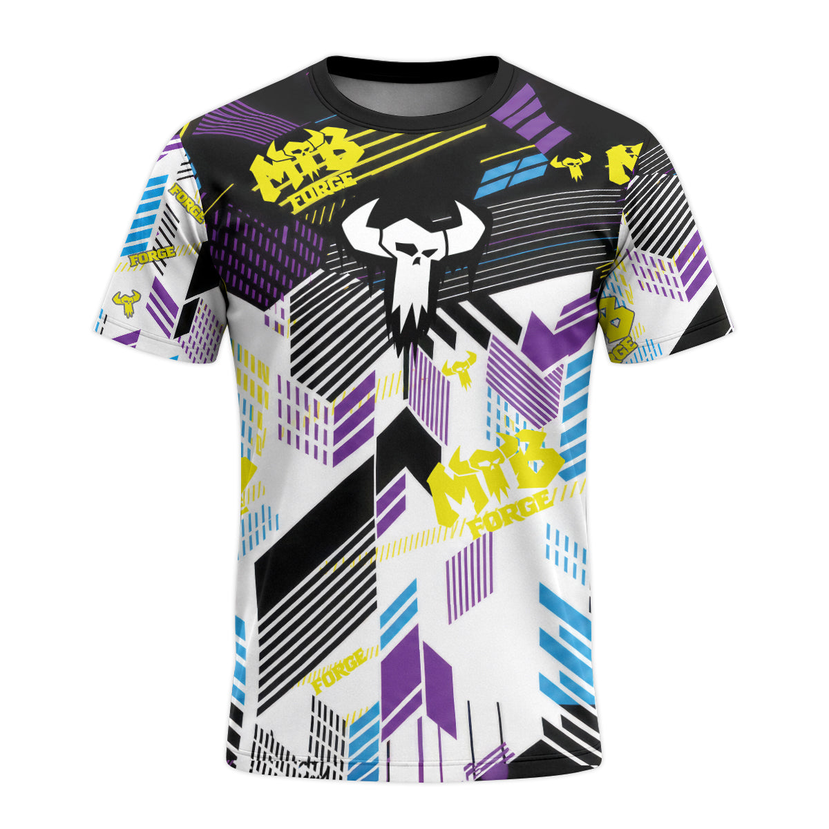 MTB Forge Retro Geometric Youth Short Sleeve Mountain Bike Jersey – Front View Mockup