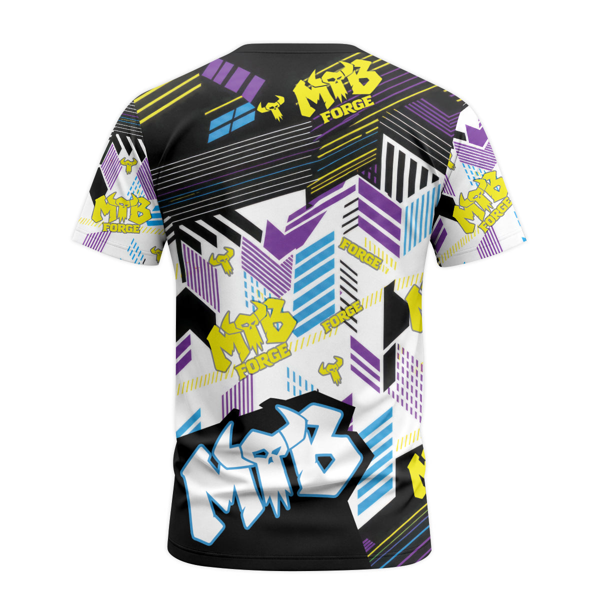MTB Forge Retro Geometric Youth Short Sleeve Mountain Bike Jersey – Back View Mockup