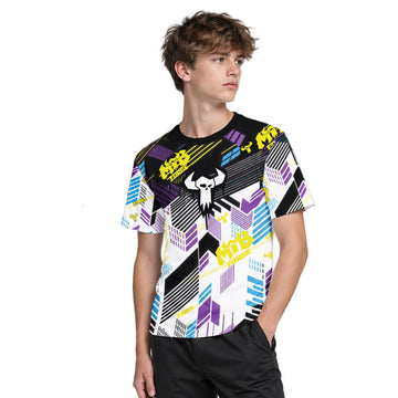 MTB Forge Retro Geometric Youth Short Sleeve Mountain Bike Jersey – Boy Lifestyle View